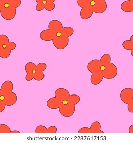 Vector floral seamless patterns. Y2k flowers backgrounds collection for print or social media