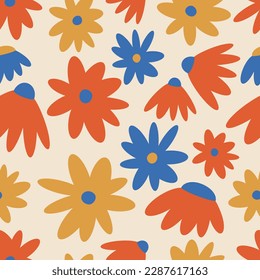 Vector floral seamless patterns. Y2k flowers backgrounds collection for print or social media