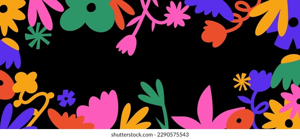 Vector floral seamless patterns. Y2k flowers backgrounds collection for print or social media