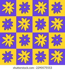 Vector floral seamless patterns. Y2k flowers backgrounds collection for print or social media