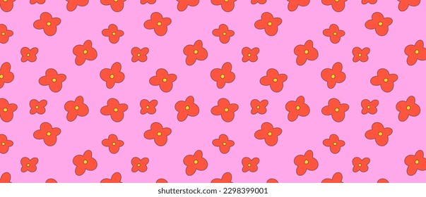 Vector floral seamless patterns. Y2k flowers backgrounds collection for print or social media