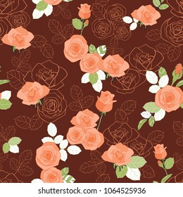 Vector floral seamless repeat pattern background texture. Illustration with rose for invitations card, wallpaper or fabric