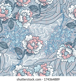 vector floral seamless texture. vector seamless pattern with vintage blooming roses