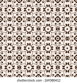 Vector floral seamless vintage pattern in brown colors