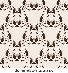 Vector floral seamless vintage pattern in broun colors
