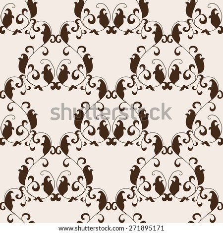 Vector floral seamless vintage pattern in broun colors