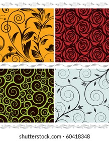Vetor floral sem emenda papel de parede set. Fácil edição de cores.