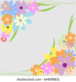 Vector floral set. Colorful floral collection with leaves and flowers. Spring or summer design for invitation, wedding or greeting cards