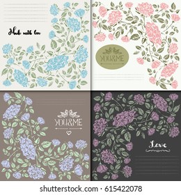 Vector floral set. Flower collection with roses. Template for your design. Design layout design for media, maps, notes, fashion and congratulations. Easy to change colors