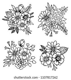 vector floral set of hand-drawn