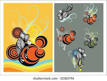 vector floral set with sample background