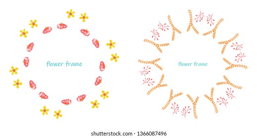 Vector floral set.Colorful purple floral collection with leaves and flowers,drawing watercolor. Spring is here text