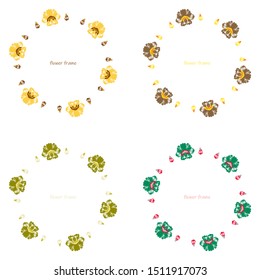 Vector floral set.Colorful purple floral collection with leaves and flowers,drawing watercolor. Spring is here text