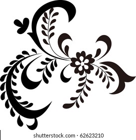 vector floral silhouette on white background .