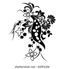 vector floral silhouette on white background .