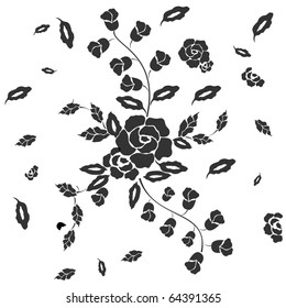 vector floral silhouette on white background .