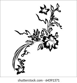 vector floral silhouette on white background .