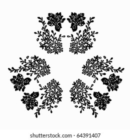 vector floral silhouette on white background . symmetry