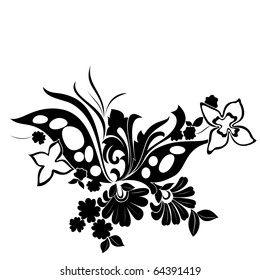 vector floral silhouette on white background .