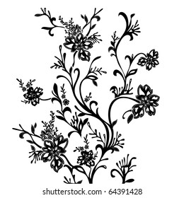 vector floral silhouette on white background .