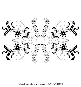 vector floral silhouette on white background - symmetry