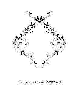 vector floral silhouette on white background - symmetry