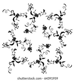 vector floral silhouette on white background - symmetry