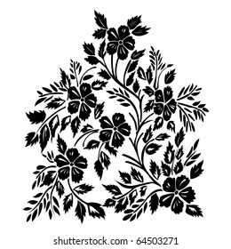 vector floral silhouette on white background