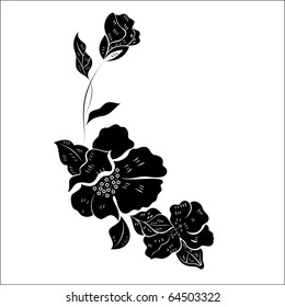 vector floral silhouette on white background