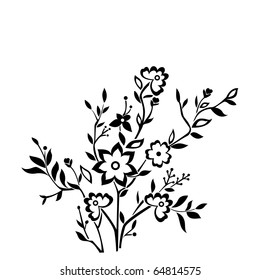 vector floral silhouette on white background .