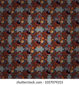 Vector floral simple background for textile, covers, manufacturing, wallpapers, print, gift wrap and scrapbooking. Seamless cute pattern of small flowers in brown, blue and gray colors.