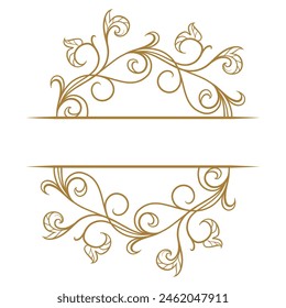 Vector floral split monogram template on a white background