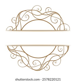 Vector floral split monogram template. Elegant vintage style frame.