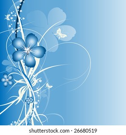 vector floral spring background with butterflies