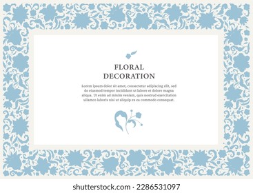 Vector floral square frame, border, card design template. Elements in Eastern style. Floral silhouette borders, premade card. Indian ornament. Flowers ornaments. Ornamental decoration for invitations