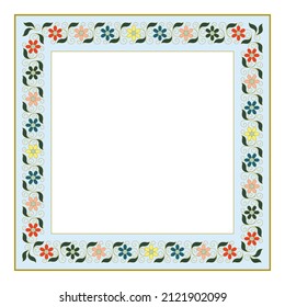 Vector floral square frame in cloisonne style