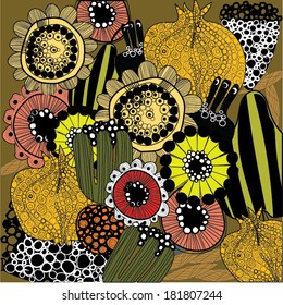 Vector floral stylish hand drawn illustration.