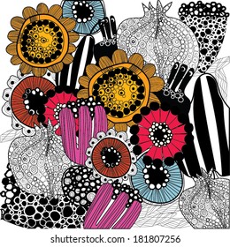 Vector floral stylish hand drawn illustration.