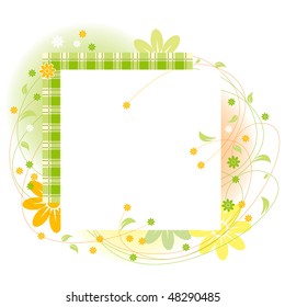 Marco de diseño vectorial floral y tartán
