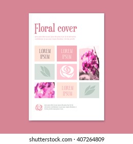 vector floral template booklet. The cover of the brochure for florist, flower shop, wedding, magazine  - stock vector