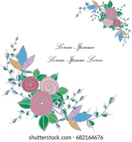 Vector floral template frame with place for text