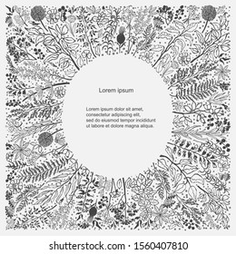 Vector floral template. Hand draw frame. Can be used for invitation, greeting card, poster, banner