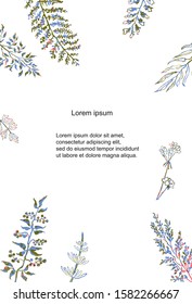 Vector floral template. Hand draw frame. Can be used for invitation, greeting card, poster, banner