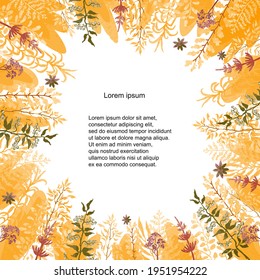 Vector floral template. Hand draw frame. Can be used for invitation, greeting card, poster, banner