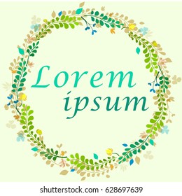 Ilustración vectorial de plantilla floral con espacio libre para texto aislado sobre blanco