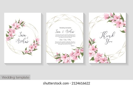 Vector floral template for wedding invitation  Delicate pink magnolia  sakura 