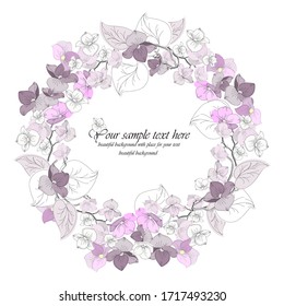 Vector floral texture frame with flowers.
