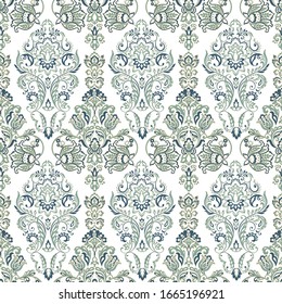 Vector Floral textured print. Damask Seamless vintage pattern. Can be used for wallpaper, fabric, invitation