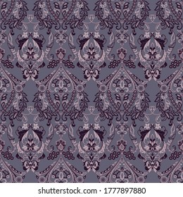 Vector Floral textured print. Damask Seamless vintage pattern. Can be used for wallpaper, fabric, invitation