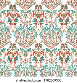 Vector Floral textured print. Damask Seamless vintage pattern. Can be used for wallpaper, fabric, invitation
